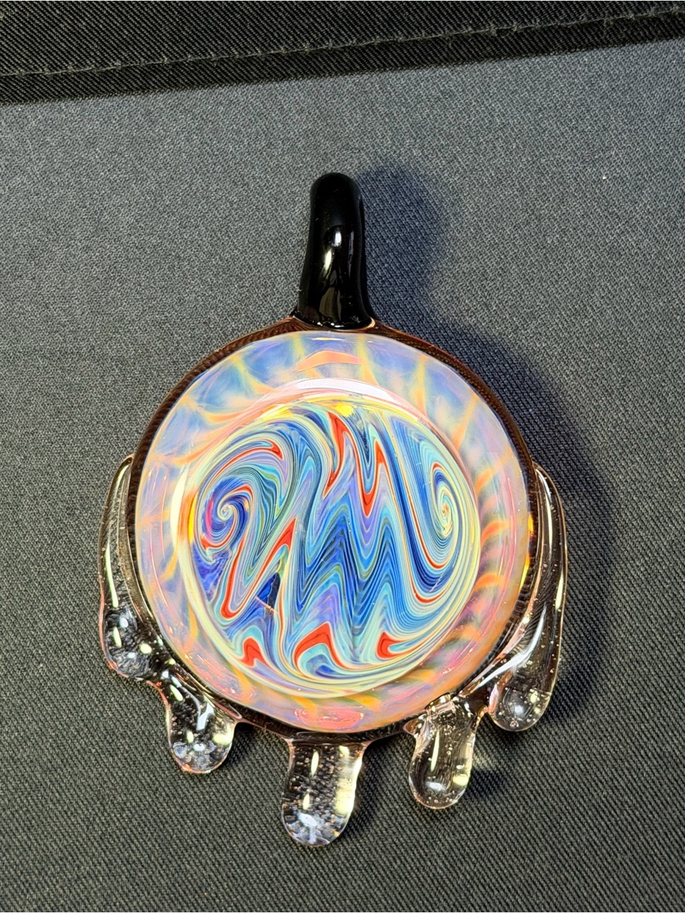 Handmade Multicolor Swirl Glass Pendant Necklace